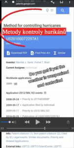 Patenty týkající se kontroly tornád a hurikánů